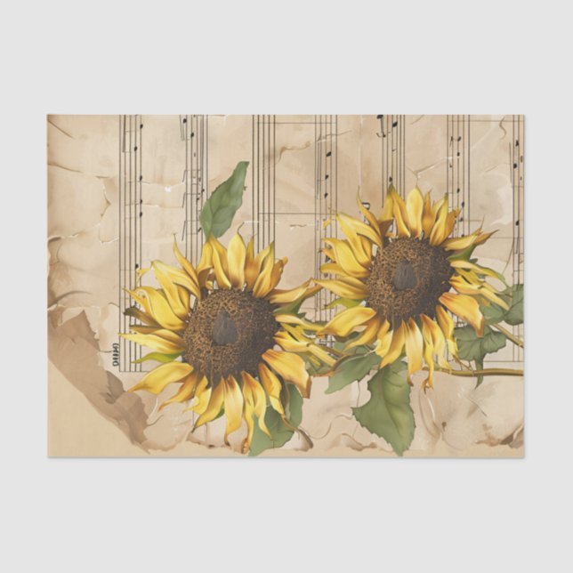 Vintage sunflowers and music sheet ephemera (Front)