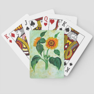Vintage Sunflowers Botanical Art Playing Cards
