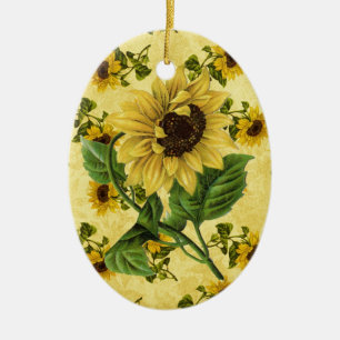 Vintage Sunflowers Ceramic Tree Decoration