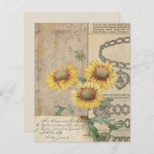 Vintage Sunflowers Collage Scrapbook Paper