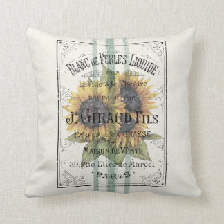 Vintage Sunflowers Grain Sack Cushion