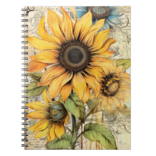 Vintage sunflowers.  notebook