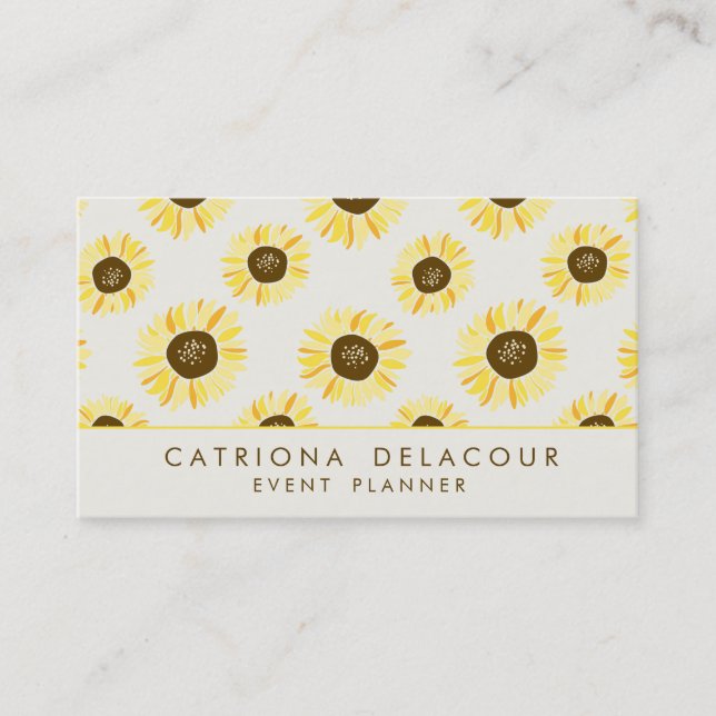 Vintage Sunflowers Pattern Business Card (Front)