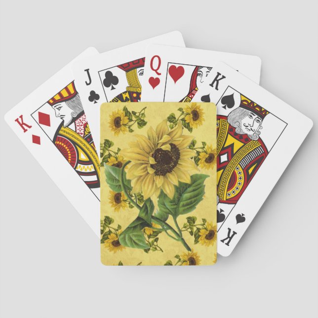 Vintage Sunflowers Playing Cards (Back)