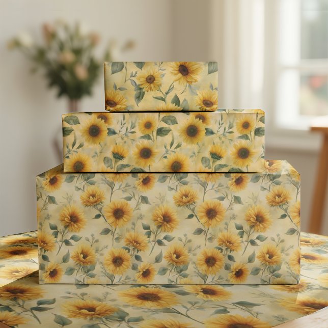 VINTAGE SUNFLOWERS WRAPPING PAPER SHEETS (VINTAGE SUNFLOWERS WRAPPING PAPER SHEETS)
