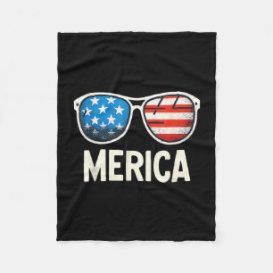Vintage sunglass american flag 4th of july fleece blanket