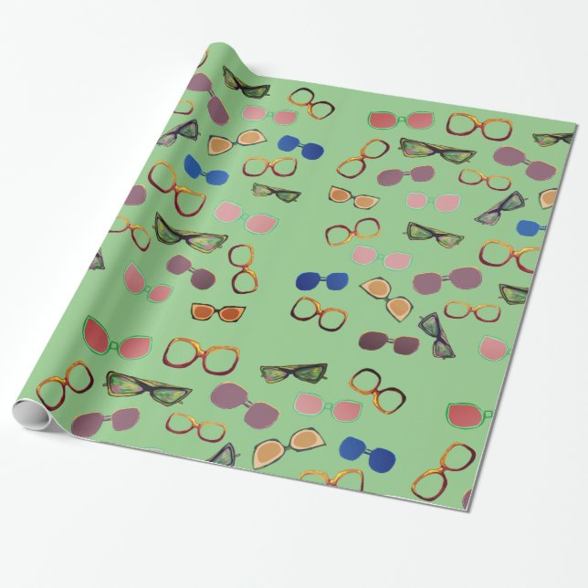 Vintage Sunglasses Art Wrapping Paper (Unrolled)