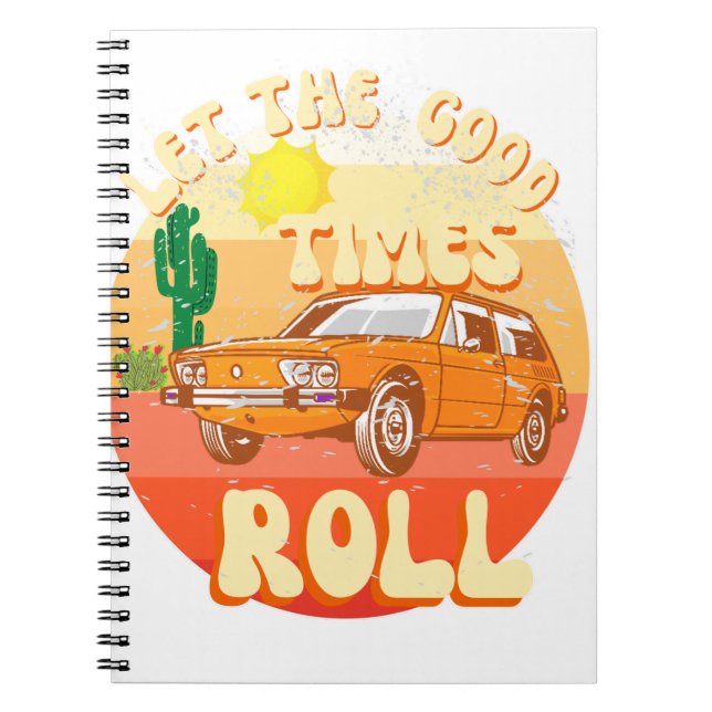 vintage sunset and classic car notebook (Front)