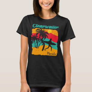 Vintage Sunset Beach Surfing Clearwater Florida Su T-Shirt