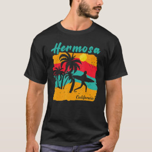 Vintage Sunset Beach Surfing Hermosa California Su T-Shirt