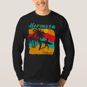 Vintage Sunset Beach Surfing Hermosa California Su T-Shirt