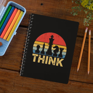 Vintage Sunset Chess Artwork – Inspiring "Think"  Notebook