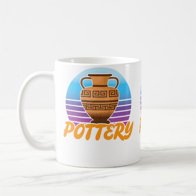 Vintage Sunset - Clay Vase Pottery Coffee Mug (Left)
