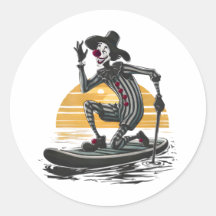 Vintage Sunset Clown Paddleboarding