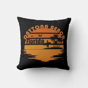 Vintage Sunset Daytona Beach Florida Cushion