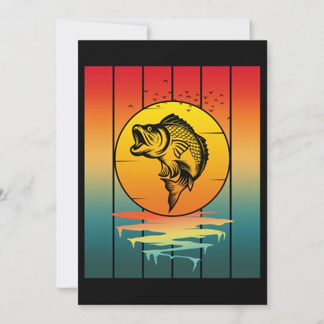 Vintage Sunset Fish Fishing Ocean Invitation (Front)