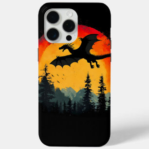 Vintage Sunset Forest Dragon iPhone 15 Pro Max Case