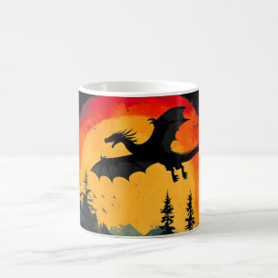 Vintage Sunset Forest Dragon Coffee Mug