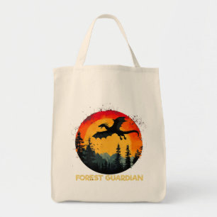 Vintage Sunset Forest Dragon Tote Bag