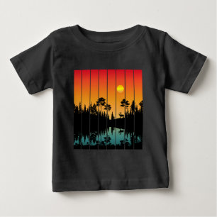 Vintage Sunset Forest Sunrise Scenery Baby T-Shirt