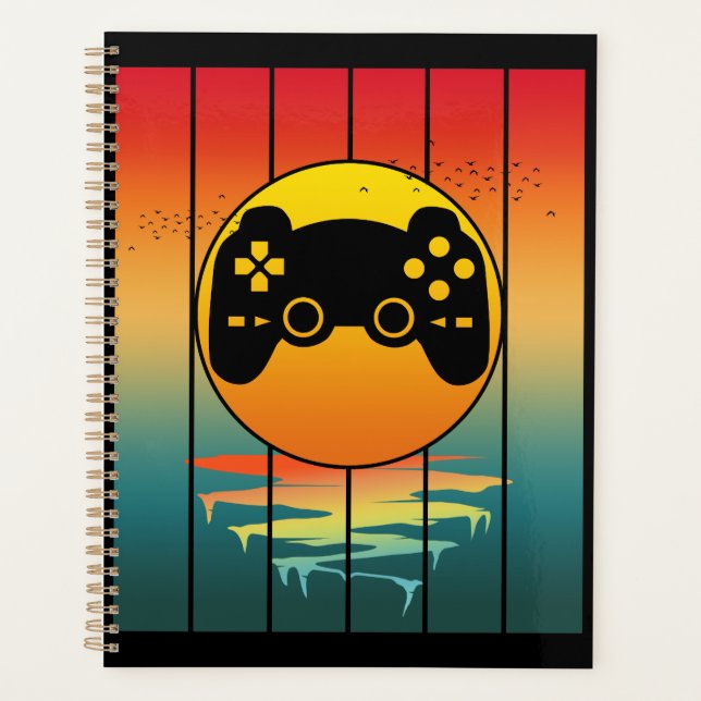 Vintage Sunset Gamer Gaming Computer Game Planner (Front)