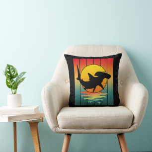 Vintage Sunset Hammerhead Shark Cushion