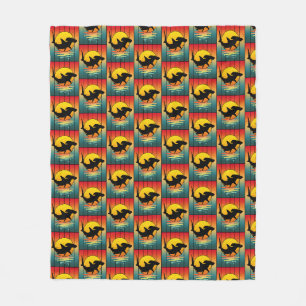 Vintage Sunset Hammerhead Shark  Fleece Blanket