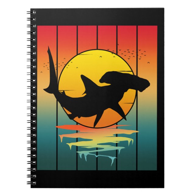 Vintage Sunset Hammerhead Shark  Notebook (Front)