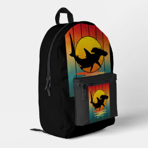 Vintage Sunset Hammerhead Shark  Printed Backpack