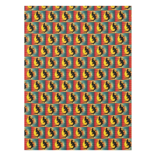 Vintage Sunset Hammerhead Shark  Tablecloth (Front)