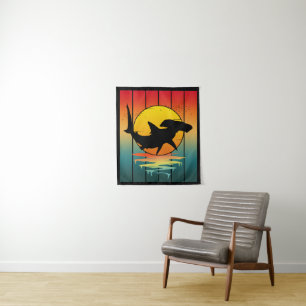 Vintage Sunset Hammerhead Shark  Tapestry