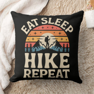 Vintage Sunset Hiking - Mountain Adventure Cushion