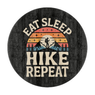 Vintage Sunset Hiking - Mountain Adventure Cutting Board