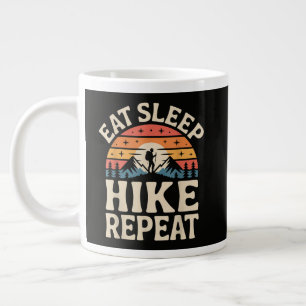 Vintage Sunset Hiking - Mountain Adventure Large Coffee Mug