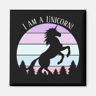 Vintage Sunset I am a Unicorn Rearing Magnet