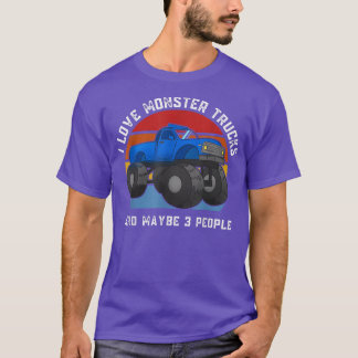 Vintage Sunset I Love Monster Trucks And Maybe 3 P T-Shirt