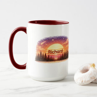 Vintage Sunset in the Forest Custom Name Unisex Mug