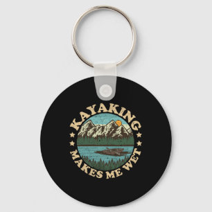 Vintage Sunset Kayaking Makes Me Wet River Boating Key Ring