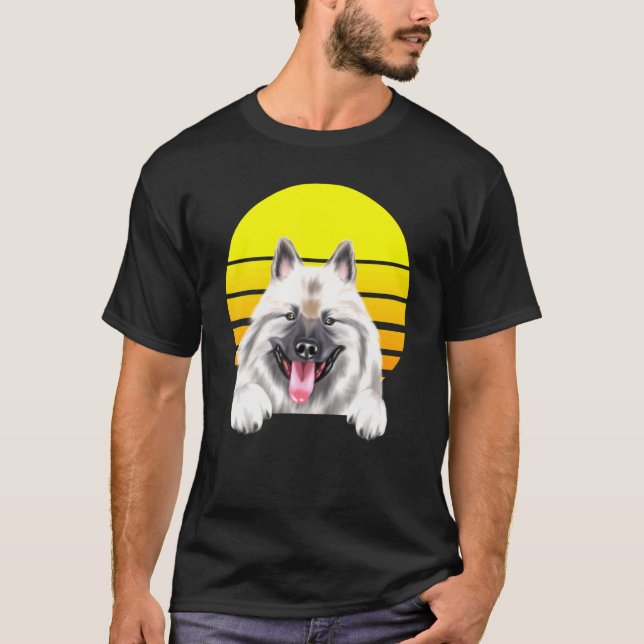 Vintage Sunset Keeshond Dog T-Shirt (Front)