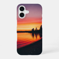 Vintage Sunset Lake Reflection