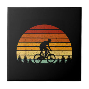 Vintage Sunset Mountain Biking Gift For Mountain B Ceramic Tile