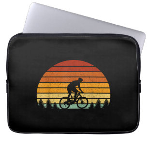 Vintage Sunset Mountain Biking Gift For Mountain B Laptop Sleeve