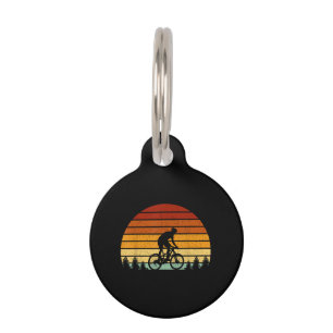 Vintage Sunset Mountain Biking Gift For Mountain B Pet Tag