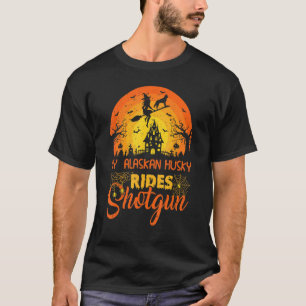 Vintage Sunset My Alaskan Husky Dog Ride Shotgun H T-Shirt