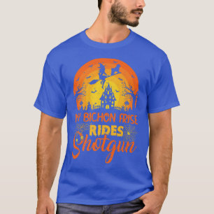 Vintage Sunset My Bichon Frise Dog Ride Shot Hallo T-Shirt