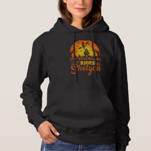 Vintage Sunset My Foxhound Dog Ride Shotgun Hallow Hoodie