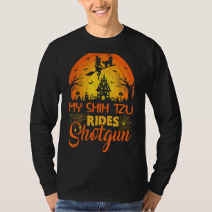 Vintage Sunset My Shih Tzu Dog Ride Shotgun Hallow T-Shirt