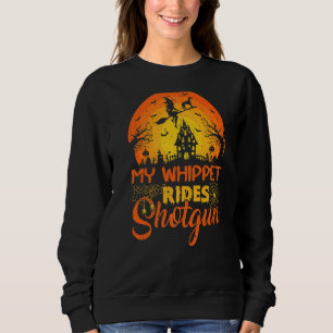 Vintage Sunset My Whippet Dog Ride Shotgun Hallowe Sweatshirt