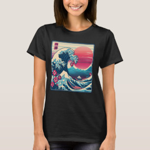 Vintage Sunset Nature Lover Japanese Wave Art Surf T-Shirt