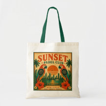 Vintage Sunset Padel Club Parrot Tote Bag